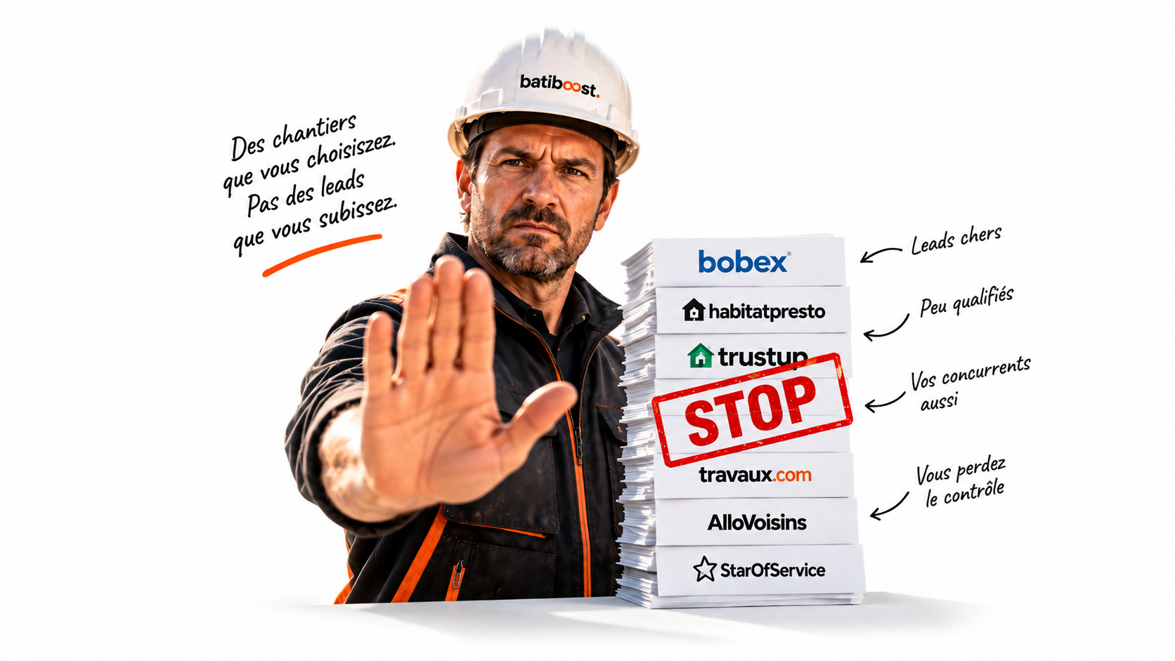 Un artisan fait stop aux plateformes de leads : des chantiers que vous choisissez, pas des leads que vous subissez