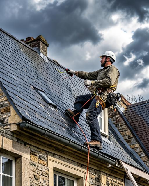 Entrepreneur couvreur sur un chantier