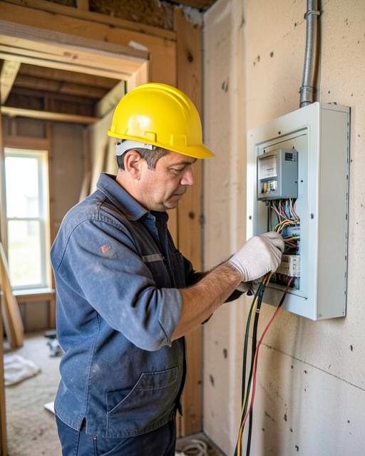 Entrepreneur électricien sur un chantier