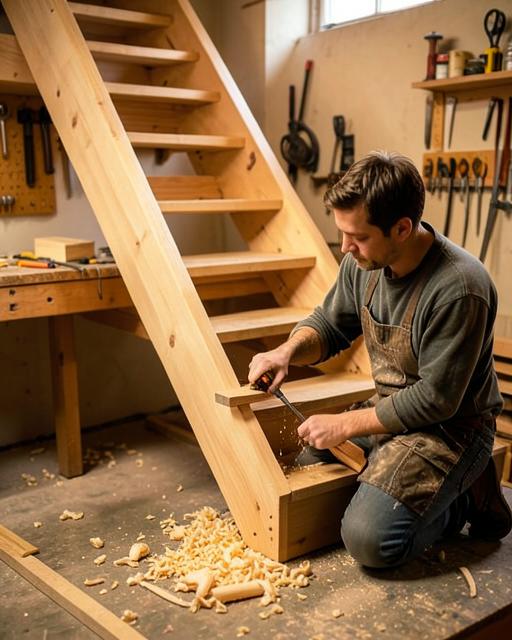 Entrepreneur menuisier sur un chantier