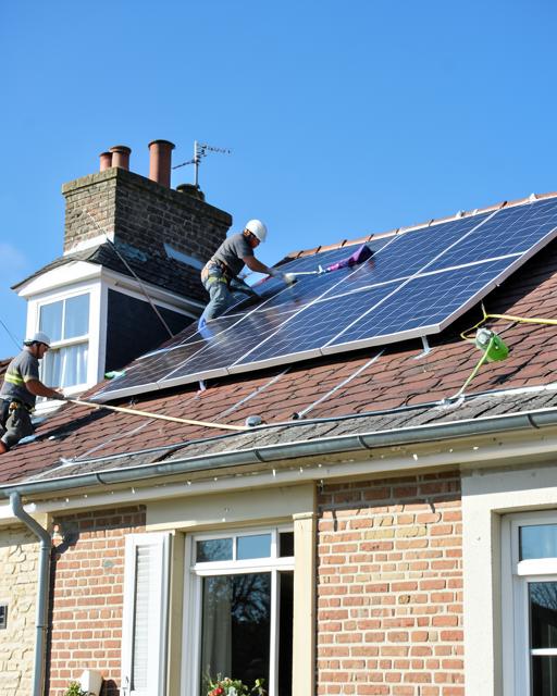 Entrepreneur photovoltaïque sur un chantier